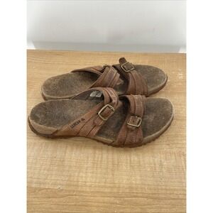 LL Bean Sandals Cork Slide Double Buckle Women's 8 Brown